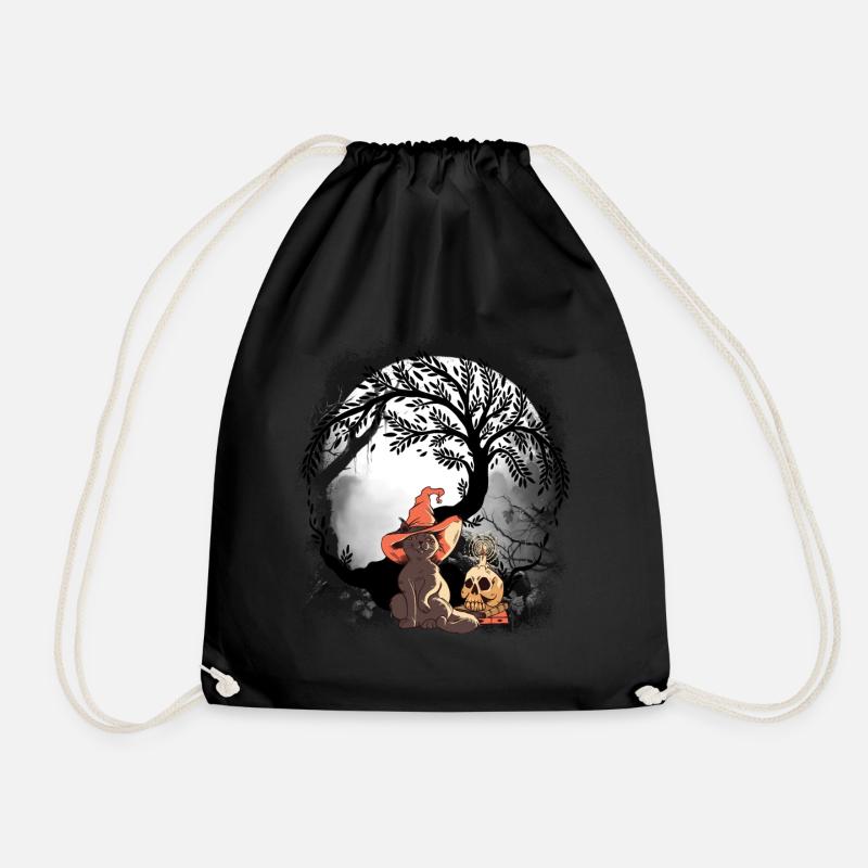 Katze Katzen mystisch Zauberer Halloween Kinder - Turnbeutel - Schwarz