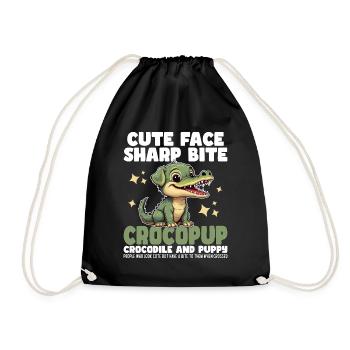 CUTE FACE SHARP BITE - CROCODILE AND PUPPY - Drawstring Bag - black - Front