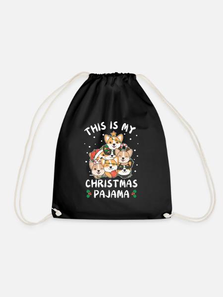 Weihnachten Corgi Weihnachts Schlafanzug - Turnbeutel - Schwarz