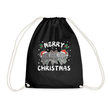 Merry Christmas süßer Elefant Weihnachtliches - Turnbeutel - Schwarz - Vorne