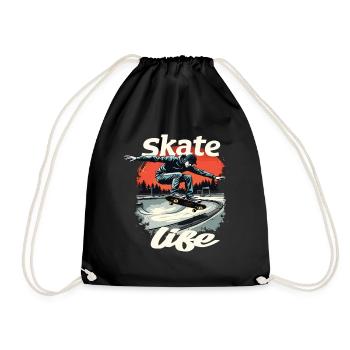 Skate Life Skateboard Skater Skateboarding - Drawstring Bag - black - Front