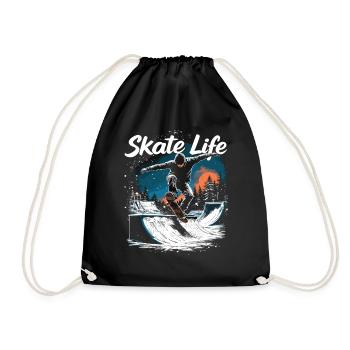 Skate Life Skateboard Skater Skateboarding - Drawstring Bag - black - Front