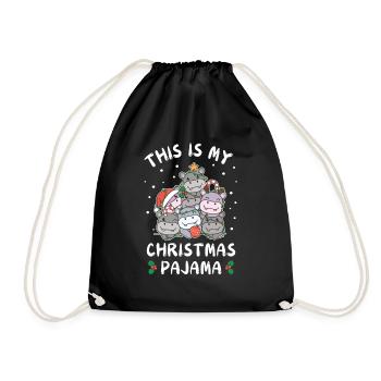Pyjama de Noël Hippopotame de Noël - Sac de sport léger - noir - Devant