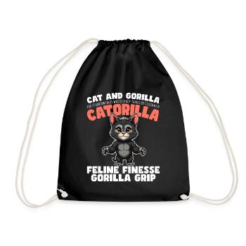 FELINE FINESSE GORILLA GRASP - CAT AND GORILLA - Drawstring Bag - black - Front