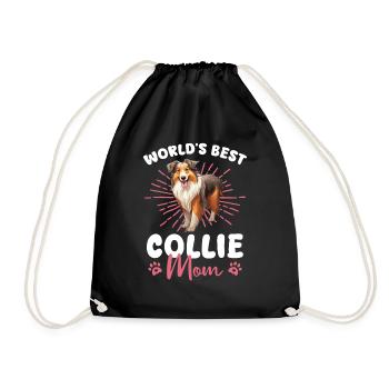 Long-haired Collie World's best Collie Mom - Drawstring Bag - black - Front