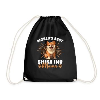 Shiba Inu Groovy Shiba Mama - Drawstring Bag - black - Front