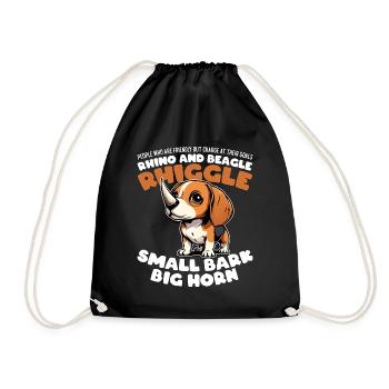 SMALL BARK, BIG HORN - RHINO AND BEAGLE - RHIGGLE - Drawstring Bag - black - Front
