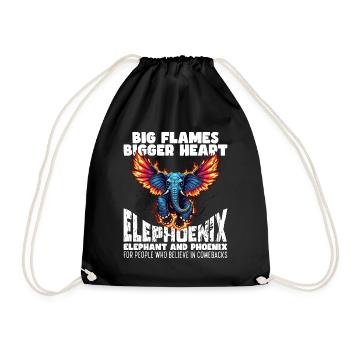 BIG FLAMES, BIGGER HEART - ELEPHOENIX - Drawstring Bag - black - Front