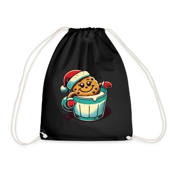 Christmas Retro Vintage Cookie Cup - Drawstring Bag - black - Front