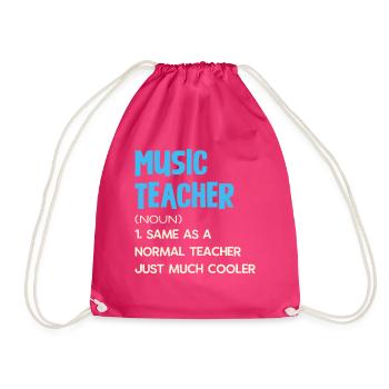 Music Teacher Definition Cool Teacher Idea - Drawstring Bag - fuchsia - Front