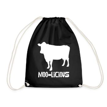 Moo-Licious Cow Silhouette Fun - Drawstring Bag - black - Front