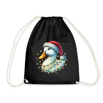 Canard drôle de Noël avec des guirlandes lumineuses - Sac de sport léger - noir - Devant