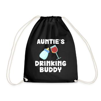 Auntie's Drinking Buddy Funny - Drawstring Bag - black - Front