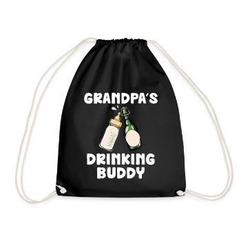 Grandpa's Drinking Buddy Funny Motif - Drawstring Bag - black - Front