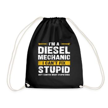 I'm a diesel mechanic, can't be stupid - Drawstring Bag - black - Front