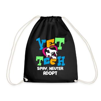 Vet Tech Spay Neuter Adopt - Drawstring Bag - black - Front