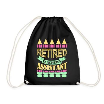 Funny Retired Teacher Assistant - Drawstring Bag - black - Front
