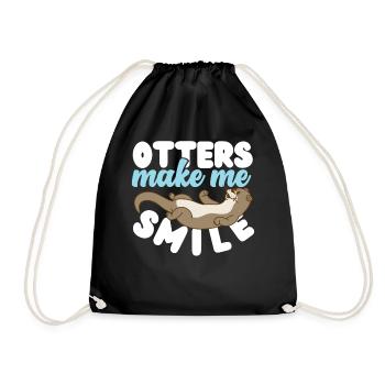 Otter Otters Make Me Smile - Drawstring Bag - black - Front