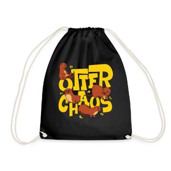 Otter Pun Otter Chaos - Drawstring Bag - black - Front