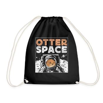 Otter Pun Space Science Astronaut - Drawstring Bag - black - Front
