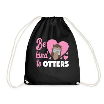 Otter Pun Be Kind To Otters - Drawstring Bag - black - Front