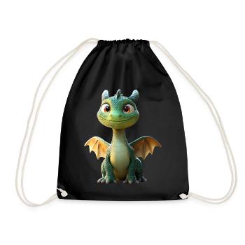 Dragon Petit Vert Bébé Dragon Mignon Dragon - Sac de sport léger - noir - Devant