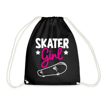 Skater Mädchen Lustiges Skateboarden Longboard Skate - Turnbeutel - Schwarz - Vorne