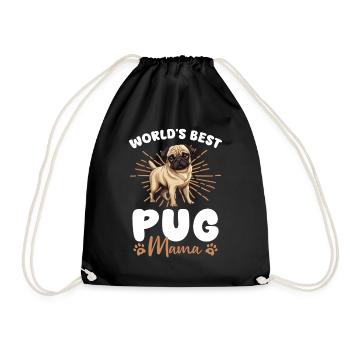 Pug Groovy Pug Mom - Drawstring Bag - black - Front