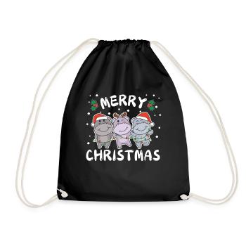 Joyeux Noël Hippopotame doux Hippopotames de Noël - Sac de sport léger - noir - Devant