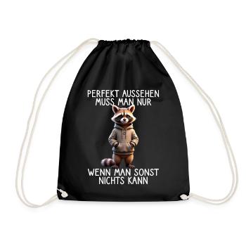 Funny Raccoon Saying Animal Lover Funny Raccoon - Drawstring Bag - black - Front
