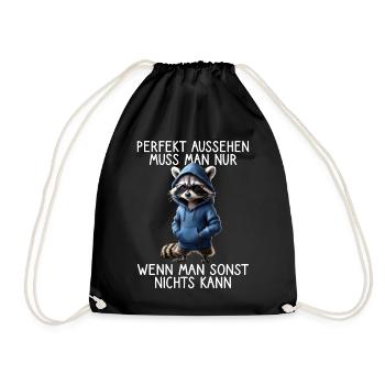 Funny Raccoon Saying Animal Lover Funny Raccoon - Drawstring Bag - black - Front