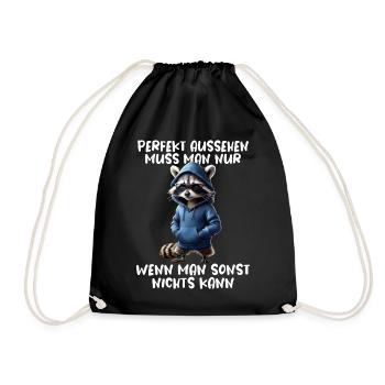 Funny Raccoon Saying Animal Lover Funny Raccoon - Drawstring Bag - black - Front
