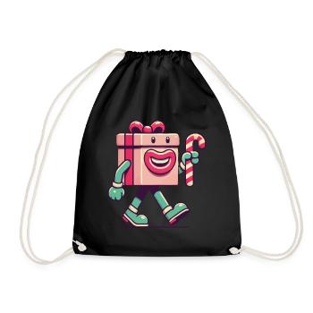 Fröhliches Weihnachtsgeschenk Maskottchen - Turnbeutel - Schwarz - Vorne