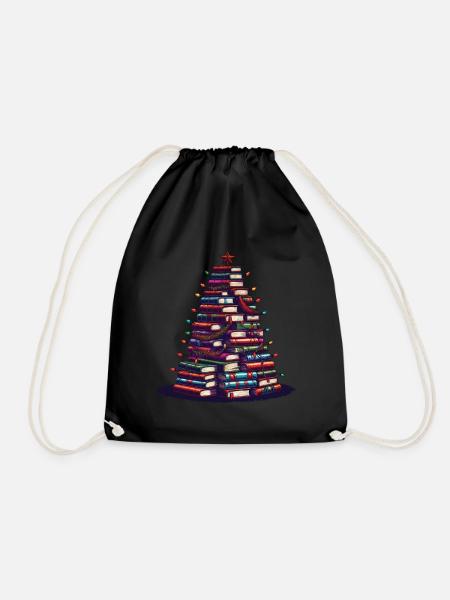 Bücher Weihnachtsbaum Für Buchliebhaber - Turnbeutel - Schwarz