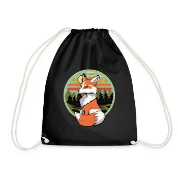 Retro Vintage Fox Foxes Natural 80s 90s - Drawstring Bag - black - Front