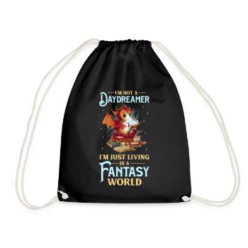 Bücherwurm Drache Fantasy Buchliebhaber - Turnbeutel - Schwarz - Vorne