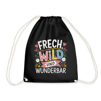 Frech Wild und Wunderbar – kunterbunte Motive - Turnbeutel - Schwarz - Vorne
