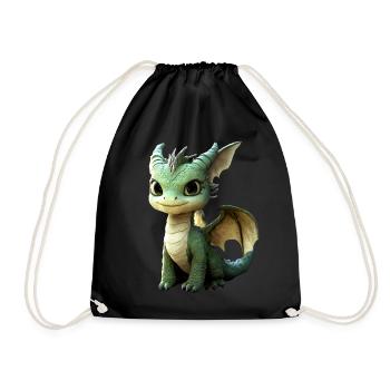 Dragon Petit Vert Bébé Dragon Mignon Dragon - Sac de sport léger - noir - Devant