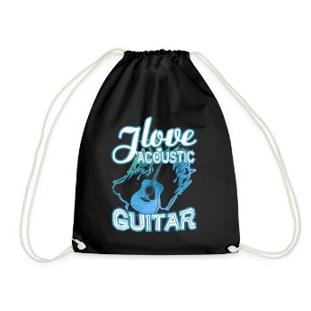 I Love Acoustic Guitar - Drawstring Bag - black - Front
