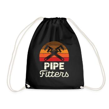 Pipe Fitters Retro Stil Grafik - Turnbeutel - Schwarz - Vorne