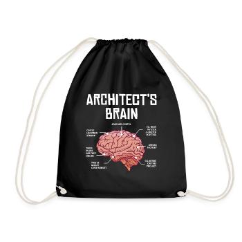 Architect's Brain Humorous Illustration With - Drawstring Bag - black - Front