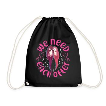 Otter Valentines Day Pun We Need - Drawstring Bag - black - Front