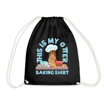 Otter Baking Pun This Is My Otter - Drawstring Bag - black - Front