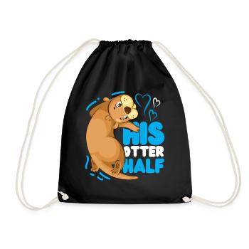 Otter Couple Pun Valentines Day - Drawstring Bag - black - Front