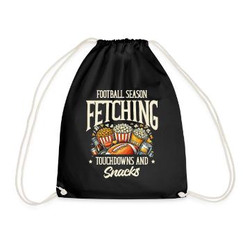 Football Season Touchdowns And Snacks Dog Lovers - Drawstring Bag - black - Front