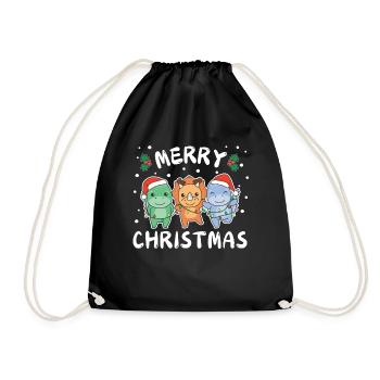 Merry Christmas Cute Dino Christmas Dinos - Drawstring Bag - black - Front