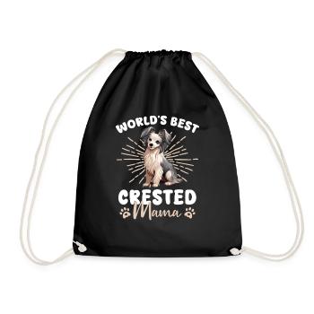 Chinese Crested Dog Groovy Crested Mama - Drawstring Bag - black - Front