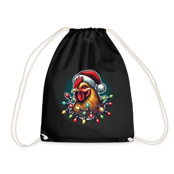 Coq de Noël drôle avec des guirlandes lumineuses - Sac de sport léger - noir - Devant