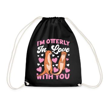 Otter Pun Valentines Day I'm - Drawstring Bag - black - Front