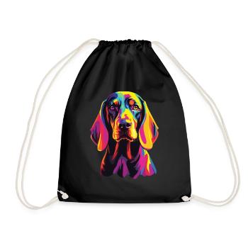 Watercolor Colorful Black And Tan Coonhound - Drawstring Bag - black - Front
